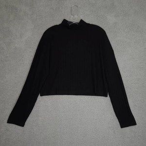 Topshop Womens Pullover Sweater Black Long Sleeve Mock Neck Tight‎ Knit 10 New